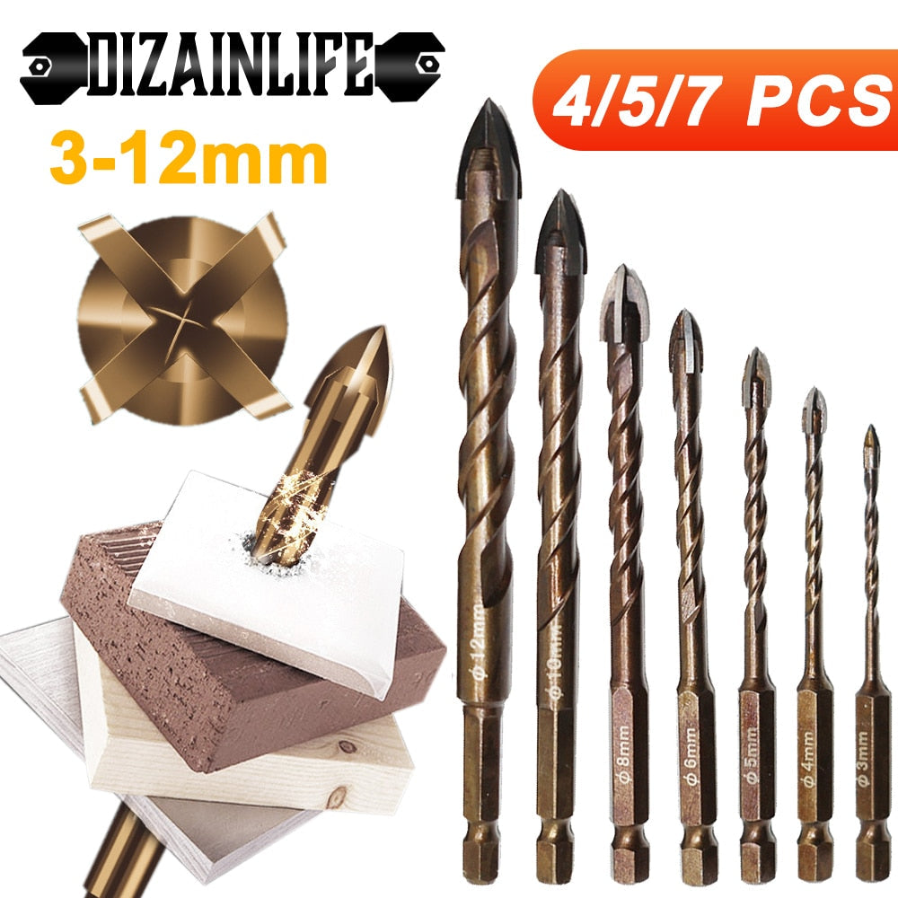 DIZAINLIFE Cross Hex Tile Drill Bits Set