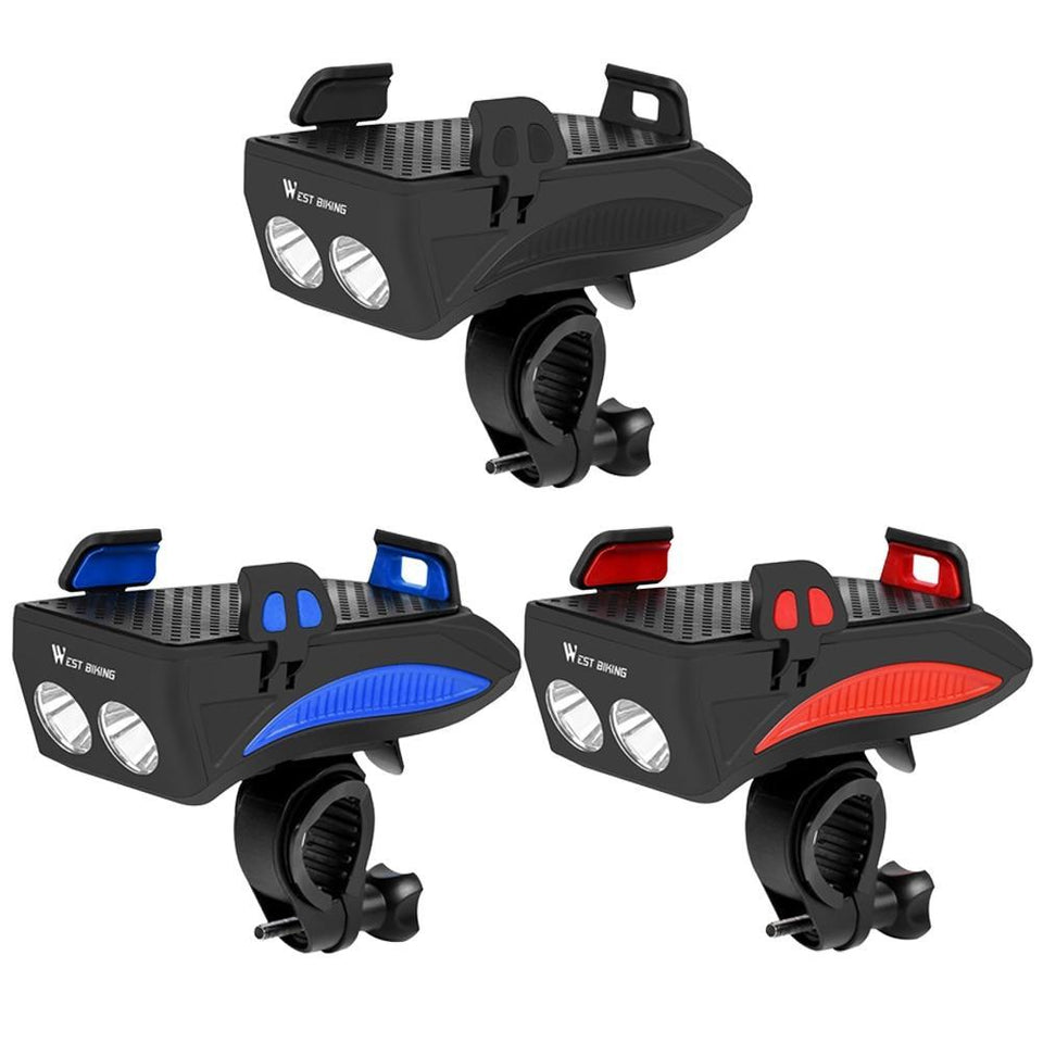 4 in 1 Bicycle Phone Holder 4000mAh Power Bank Bell Bike and Front Lamp Light Headlamp MTB
