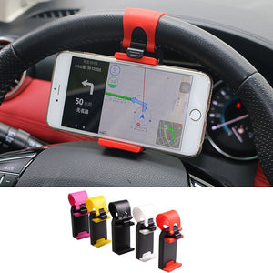 Universal Car Steering Wheel Mobile Phone Holder Mount Buckle Socket Holder For iPhone 12 11 Pro Huawei Samsung GPS Stands