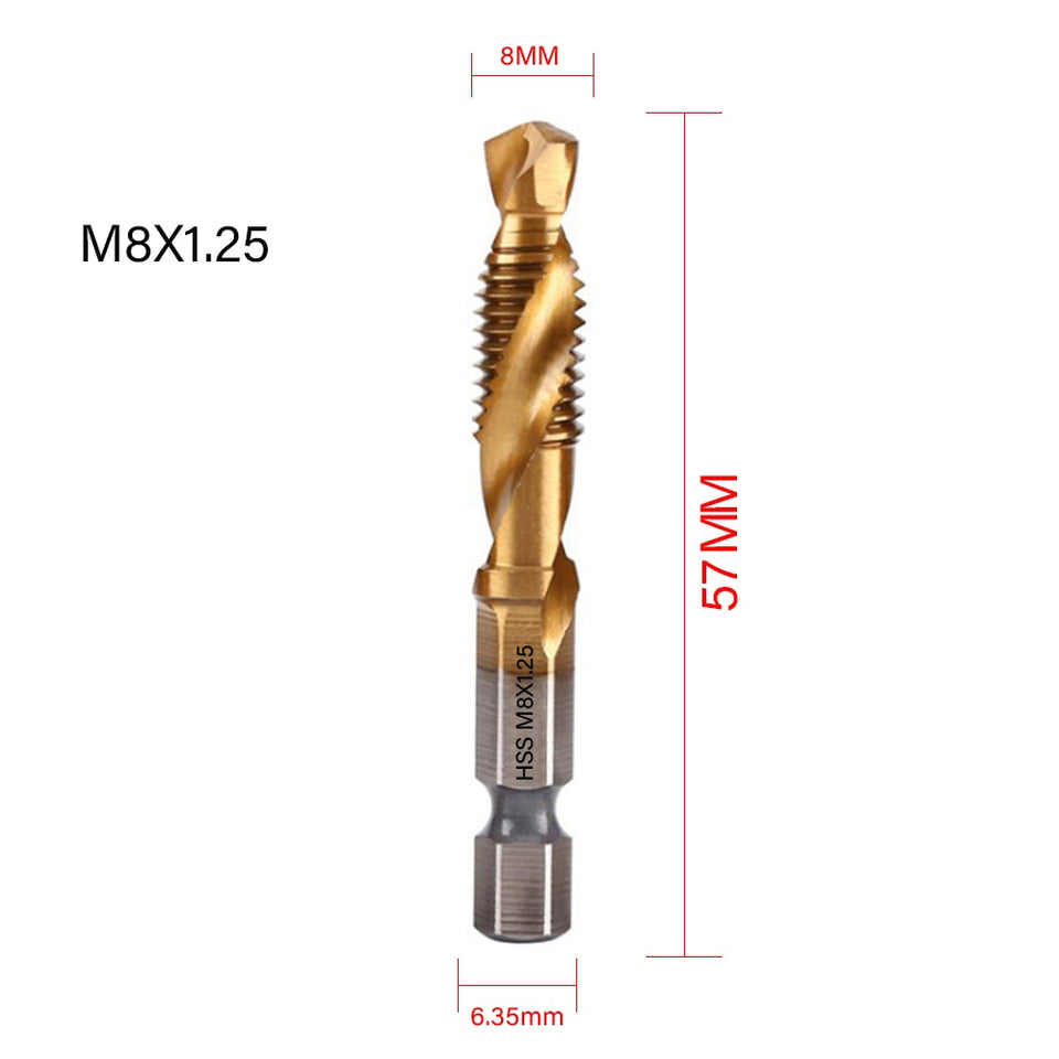 【Tap Drill】Tap Drill Titanium Plated Hex Shank HSS Screw Thread Metric Tap Drill Bits Screw Machine Compound M3 M4 M5 M6 M8 M10 Hand Tools