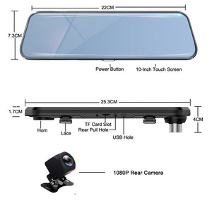 UltimaVue 10 Inch Car DVR Rear View Mirror Recorder