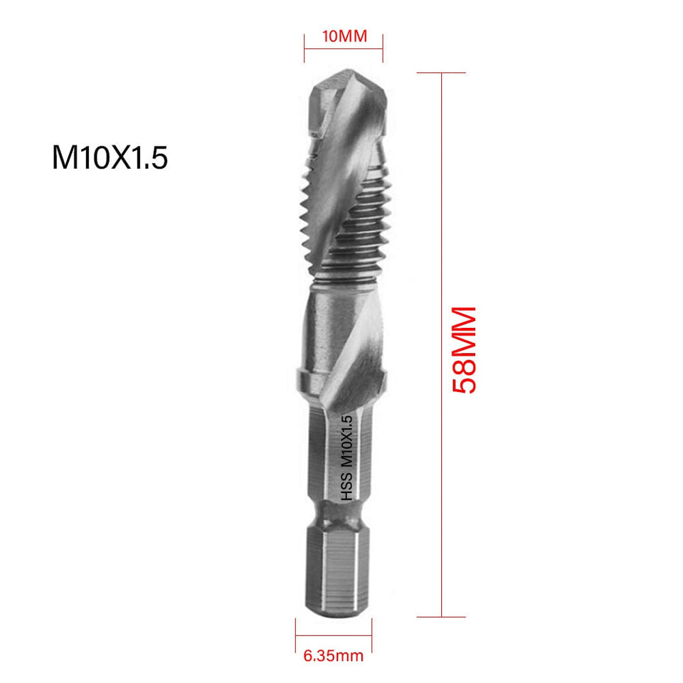 【Tap Drill】Tap Drill Titanium Plated Hex Shank HSS Screw Thread Metric Tap Drill Bits Screw Machine Compound M3 M4 M5 M6 M8 M10 Hand Tools