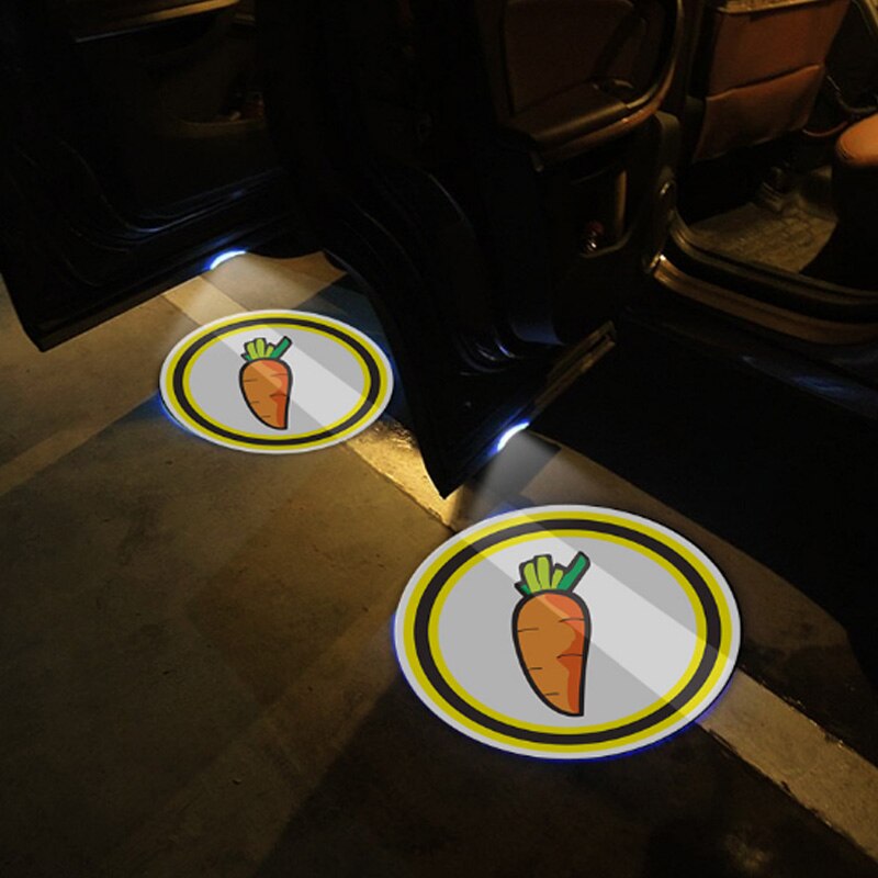 【2pcs Car Door Welcome Light—cartoon】Wireless Led Car Door Welcome Light Laser Projector Logo Ghost Shadow Lights Universal Paste Car Door Decorative Lamp Accessorie