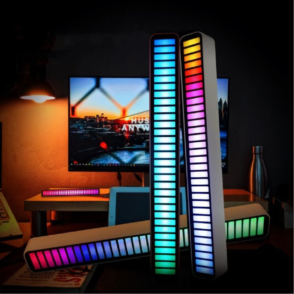 【Sound Control Rhythm Light】Creative RGB APP Sound Control Music Atmosphere Light Novelty Lamp PC Desktop Setup Backlight Car Atmosphere Rhythm Light