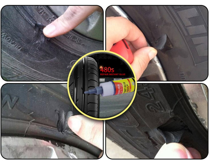 【LV034】New Black Super Glue Car Rubber Repair Tire Glue 480S Car Adhesives Tire Repair Glue Sealer Window Speaker Seal Tire Repair Glue