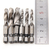 【Tap Drill】Tap Drill Titanium Plated Hex Shank HSS Screw Thread Metric Tap Drill Bits Screw Machine Compound M3 M4 M5 M6 M8 M10 Hand Tools