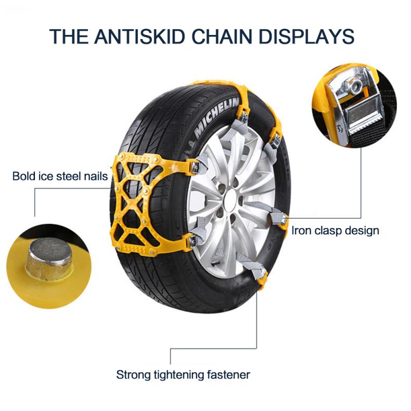 【Car Tire Anti-skid Chains】1pc Car Tire Anti-skid Chains Winter Snow Chains Thickened Beef Tendon Outdoor Emergency Wheel Tyre Cable Belt Accessories