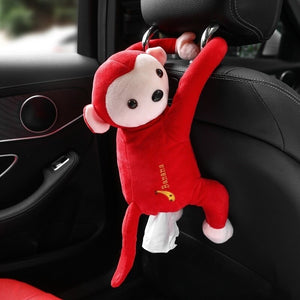 【LV246】 Monkey Cartoon Car Short Plush Tissue Box