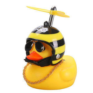 【LV062】Car Cute Little Yellow Duck With Helmet Propeller Wind-breaking Wave-breaking Duck