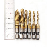 【Tap Drill】Tap Drill Titanium Plated Hex Shank HSS Screw Thread Metric Tap Drill Bits Screw Machine Compound M3 M4 M5 M6 M8 M10 Hand Tools