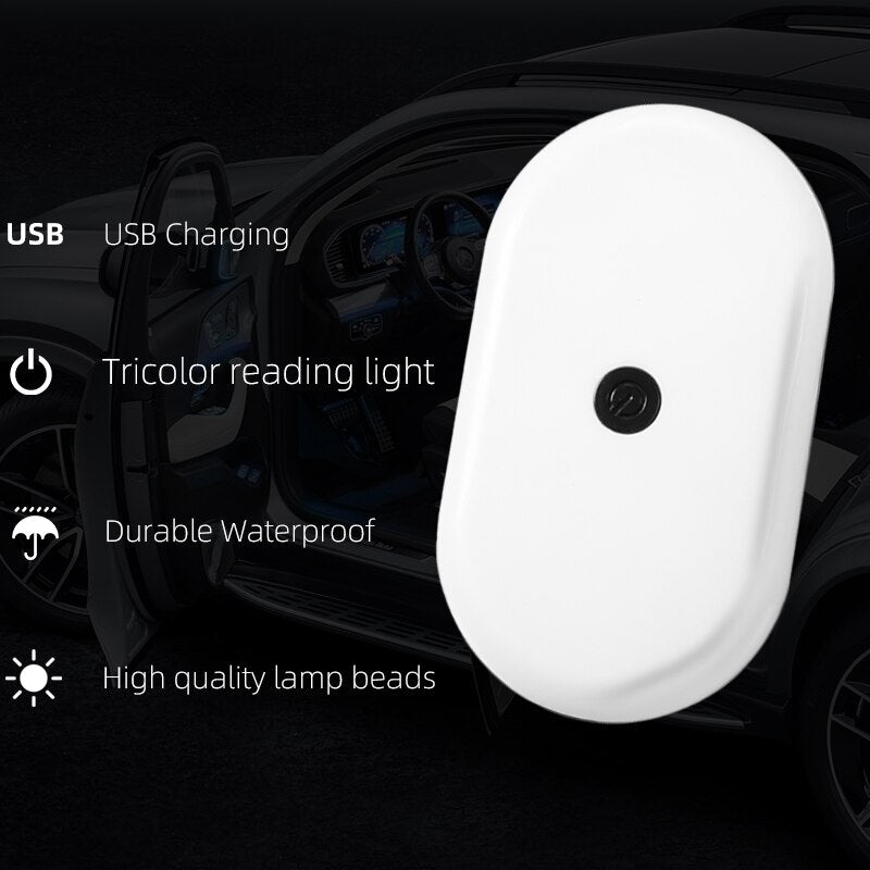 【LV040】LED Car Interior Reading Light Car Roof Dome Lamp Rechargeable USB Charging Touch Night Trunk Lights Auto Accessories Universal