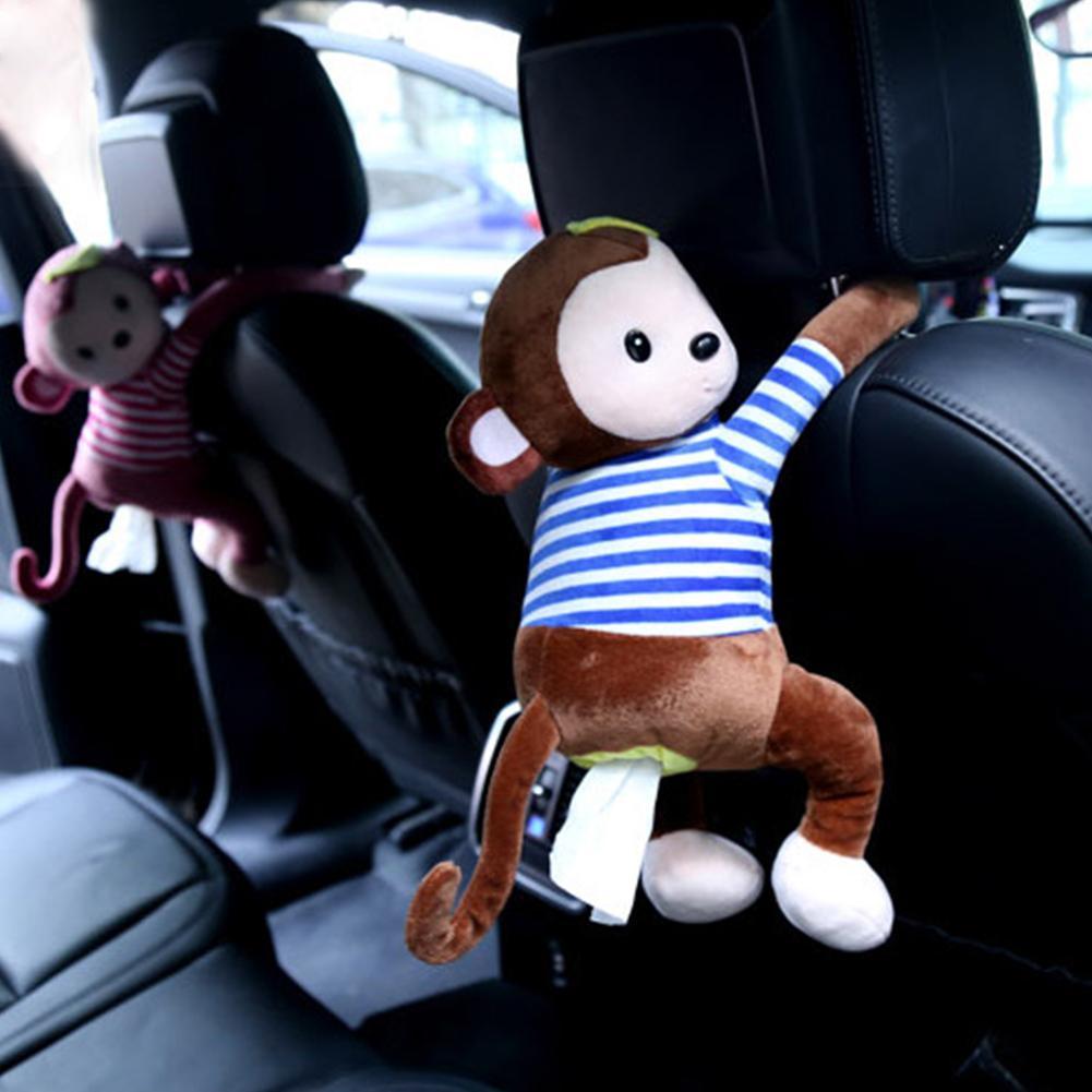 【Monkey Tissue Box】Car Plush Doll Tissue Box With Clothes Monkey Tissue Box Car Accessories Hanging Banana Monkey Car Seat Back Car Decoration