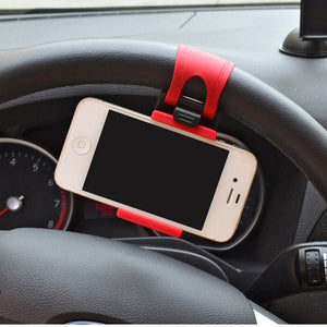 Universal Car Steering Wheel Mobile Phone Holder Mount Buckle Socket Holder For iPhone 12 11 Pro Huawei Samsung GPS Stands