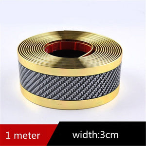 【LV048】Car Stickers Anti Scratch Door Sill Protector Rubber Strip Carbon Fiber