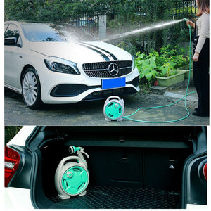 【Wash Hose Car】Mini Portable Garden Pipe Hose Reel Cart With Water Spray Gun Set Agricultural Home Garden Storage Suit Cart Car Wash Hose Car