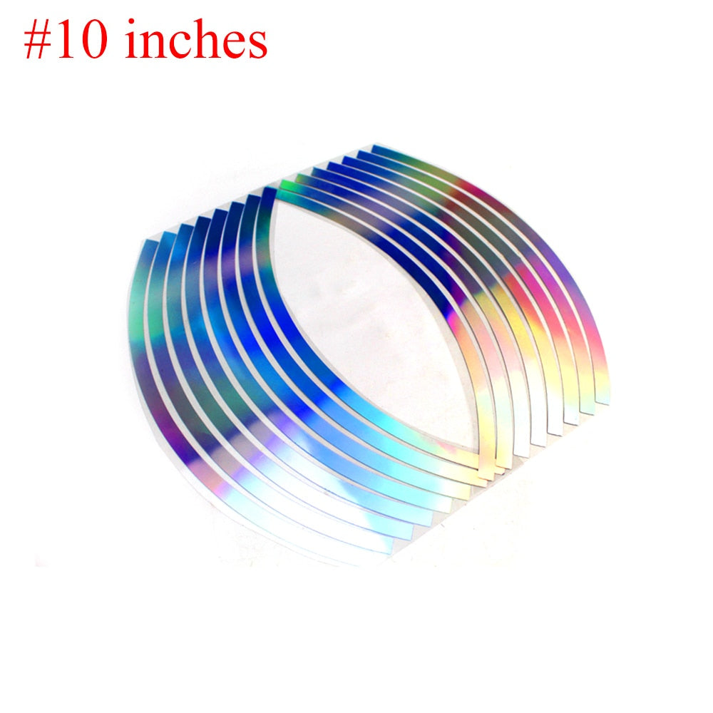 【LV011】16 Strips Wheel Sticker Reflective Rim Stripe Tape Bike Motorcycle Car Fit for 10-18 Inch Tire Car Accessories