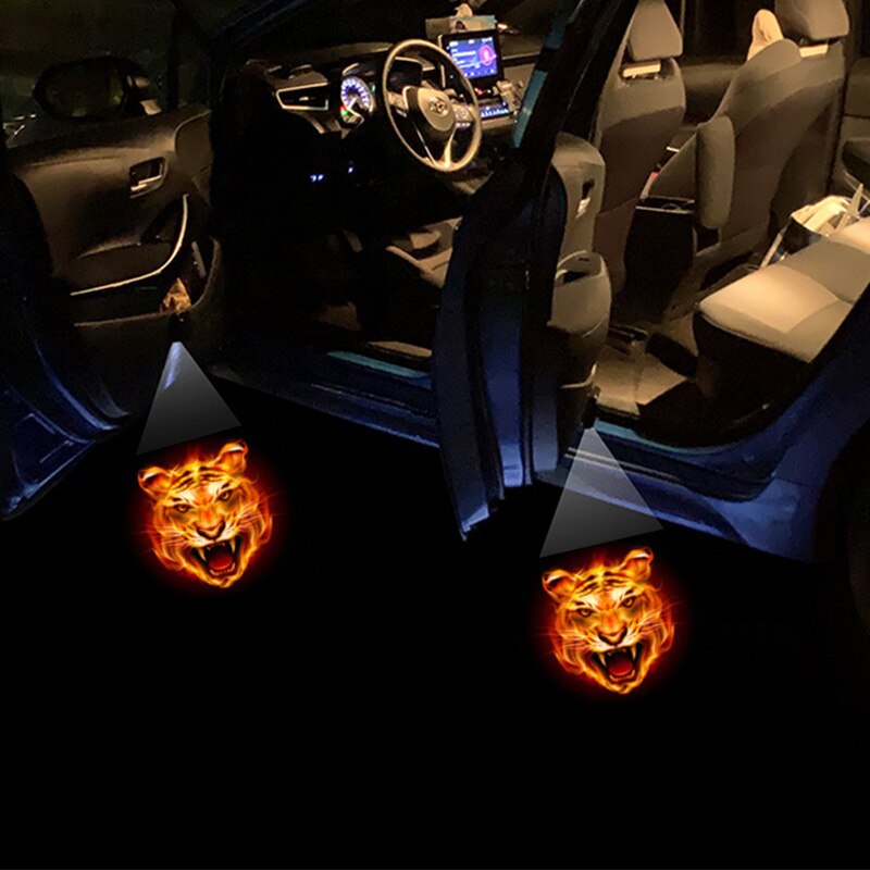 【2pcs Car Door Welcome Light—cartoon】Wireless Led Car Door Welcome Light Laser Projector Logo Ghost Shadow Lights Universal Paste Car Door Decorative Lamp Accessorie