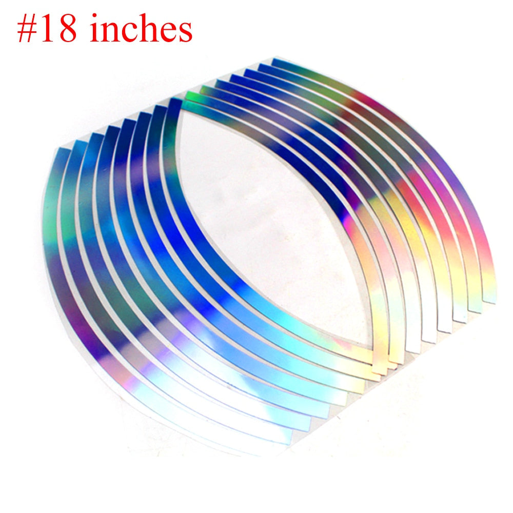 【LV011】16 Strips Wheel Sticker Reflective Rim Stripe Tape Bike Motorcycle Car Fit for 10-18 Inch Tire Car Accessories