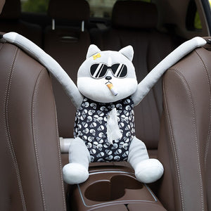 【Cartoon Dog Hanging Tissue Box】Hanging Tissue Box for Cars Cartoon Dog Car Tissue Box Plush Doll Tissue Box Holder for Car Armrest Box Car Interior Decoration