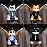 【Cartoon Dog Hanging Tissue Box】Hanging Tissue Box for Cars Cartoon Dog Car Tissue Box Plush Doll Tissue Box Holder for Car Armrest Box Car Interior Decoration