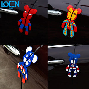 【LV100】3D Creative Cartoon Car Door Protector Rubber Door Side Stickers Protector Car Anti-Collision Bumper Decals Black Red Blue