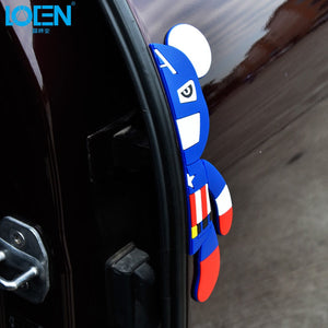 【LV100】3D Creative Cartoon Car Door Protector Rubber Door Side Stickers Protector Car Anti-Collision Bumper Decals Black Red Blue