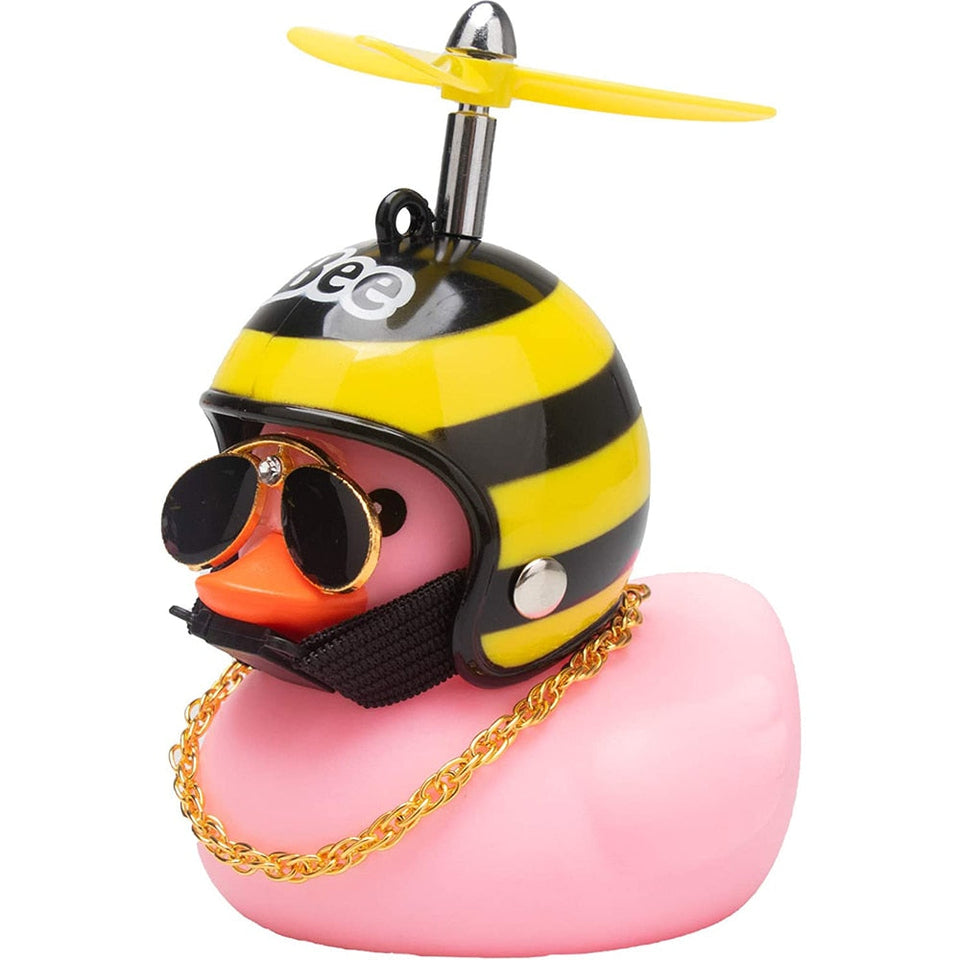 【LV062】Car Cute Little Yellow Duck With Helmet Propeller Wind-breaking Wave-breaking Duck