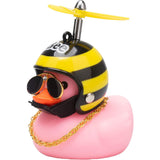 【LV062】Car Cute Little Yellow Duck With Helmet Propeller Wind-breaking Wave-breaking Duck