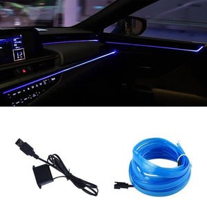 【LV005】Wire Car Interior lights Ambient LED Flex Rgb Strip Auto Flexible Atmosphere Neno Tube Soft USB Lamp Lighting Rope Tape Light