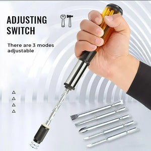 【Semi-automatic Screwdriver】Multifunctional Push Pull Ratchet Screwdriver Set 6 in 1 Press Type Semi-automatic Rotating Spiral Screw Driver Bit parafusadeir