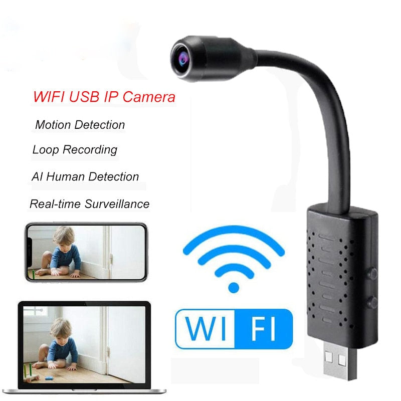 【USB Mini Camera】Mini Camera Surveillance Cameras With Wifi IP USB Full HD 720P P2P CCTV SD Card Cloud Storage Smart AI Human Detection V380 APP