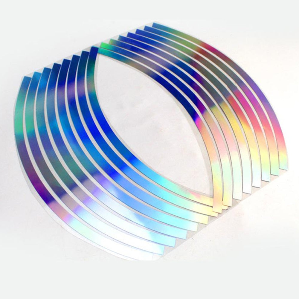 【LV011】16 Strips Wheel Sticker Reflective Rim Stripe Tape Bike Motorcycle Car Fit for 10-18 Inch Tire Car Accessories
