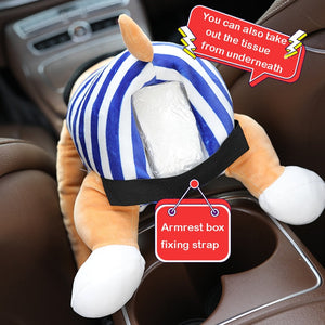 【Cartoon Dog Hanging Tissue Box】Hanging Tissue Box for Cars Cartoon Dog Car Tissue Box Plush Doll Tissue Box Holder for Car Armrest Box Car Interior Decoration