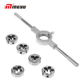 【LH118】6pcs Die Set Circular Dies With Wrench Kit Thread Die and Handle Tapping Hand Tools