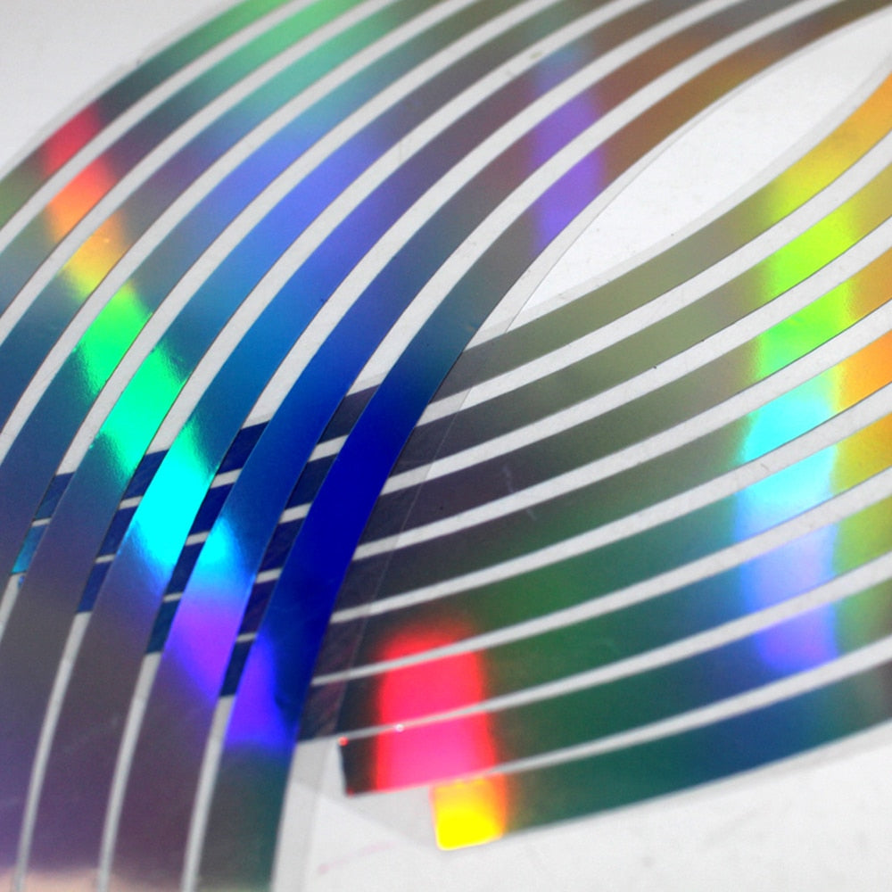 【LV011】16 Strips Wheel Sticker Reflective Rim Stripe Tape Bike Motorcycle Car Fit for 10-18 Inch Tire Car Accessories