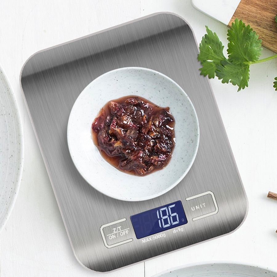 Stainless Steel Kitchen Scales - LCD Electronic 10/5/3Kg