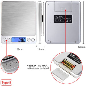 Stainless Steel Kitchen Scales - LCD Electronic 10/5/3Kg