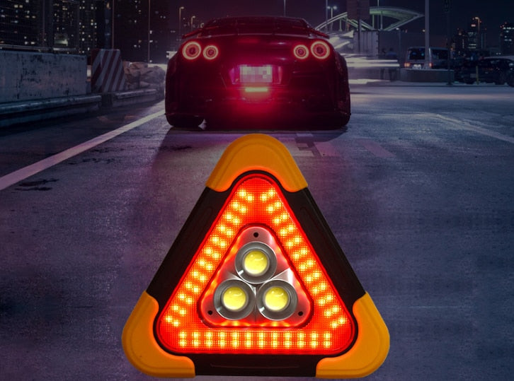 【Solar Traffic Warning Lamp】Triangle Warning Sign Triangle Car LED Work light Road Safety Emergency Breakdown Alarm lamp Portable Flashing light on hand