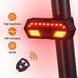 【Bike Taillight Turn Signal】5m Remote Bike Taillight LED Turn Signal MTB Bicycle Light Waterproof USB Rechargeable Cycling Rear Lamp Alarm Sound