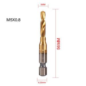 【Tap Drill】Tap Drill Titanium Plated Hex Shank HSS Screw Thread Metric Tap Drill Bits Screw Machine Compound M3 M4 M5 M6 M8 M10 Hand Tools