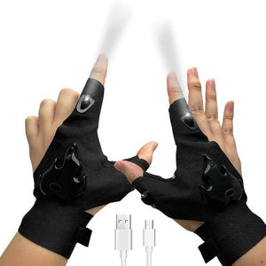 LED Flashlight Glove Fingerless