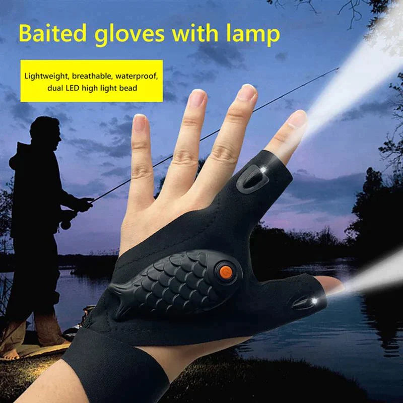 LED Flashlight Glove Fingerless