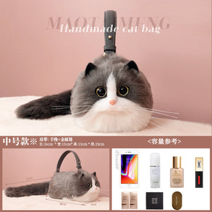 2023 Blue & White cat Tote Bag | Furry Cat Bag