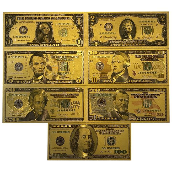 24K Gold Foil 7-Piece USA Money Set