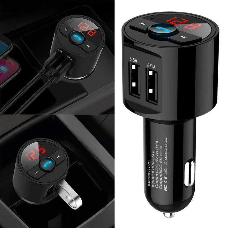 【LV030】3.6A Quick USB Charger Bluetooth Car Kit FM Transmitter Modulator Audio Carkit Music MP3 Wireless Handsfree Phone Player Auto