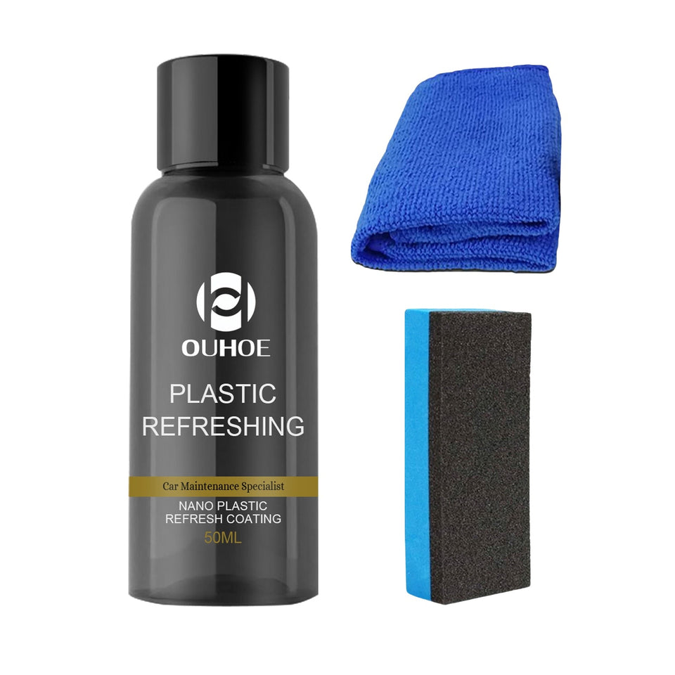 【LEZ103】Car Maintenance Specialist Nano Plastic Refresh Coating Refurbish Agent Cleaning Products Restorer Cleaner with Sponge Towel Kit