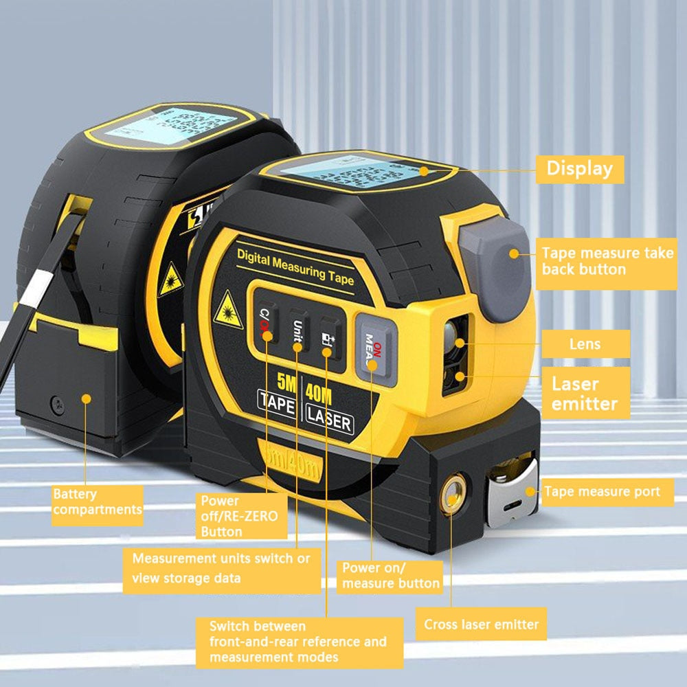 3-in-1 Laser Rangefinder & Tape Measure