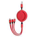 【Three-in-one Fast Charging】USB Fast Charging One with Three Retractable Silicone Three-head Data Cable Three-in-one Mobile Phone Charging Cable