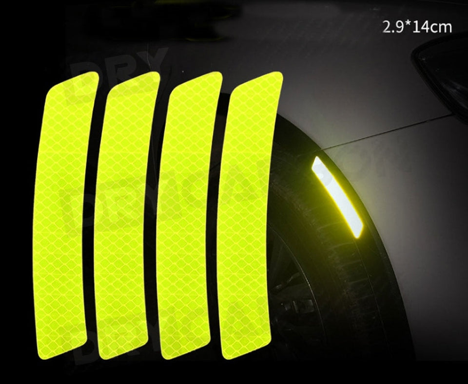 Reflective Car Bumper Warning Strip Stickers - 4Pcs/Set