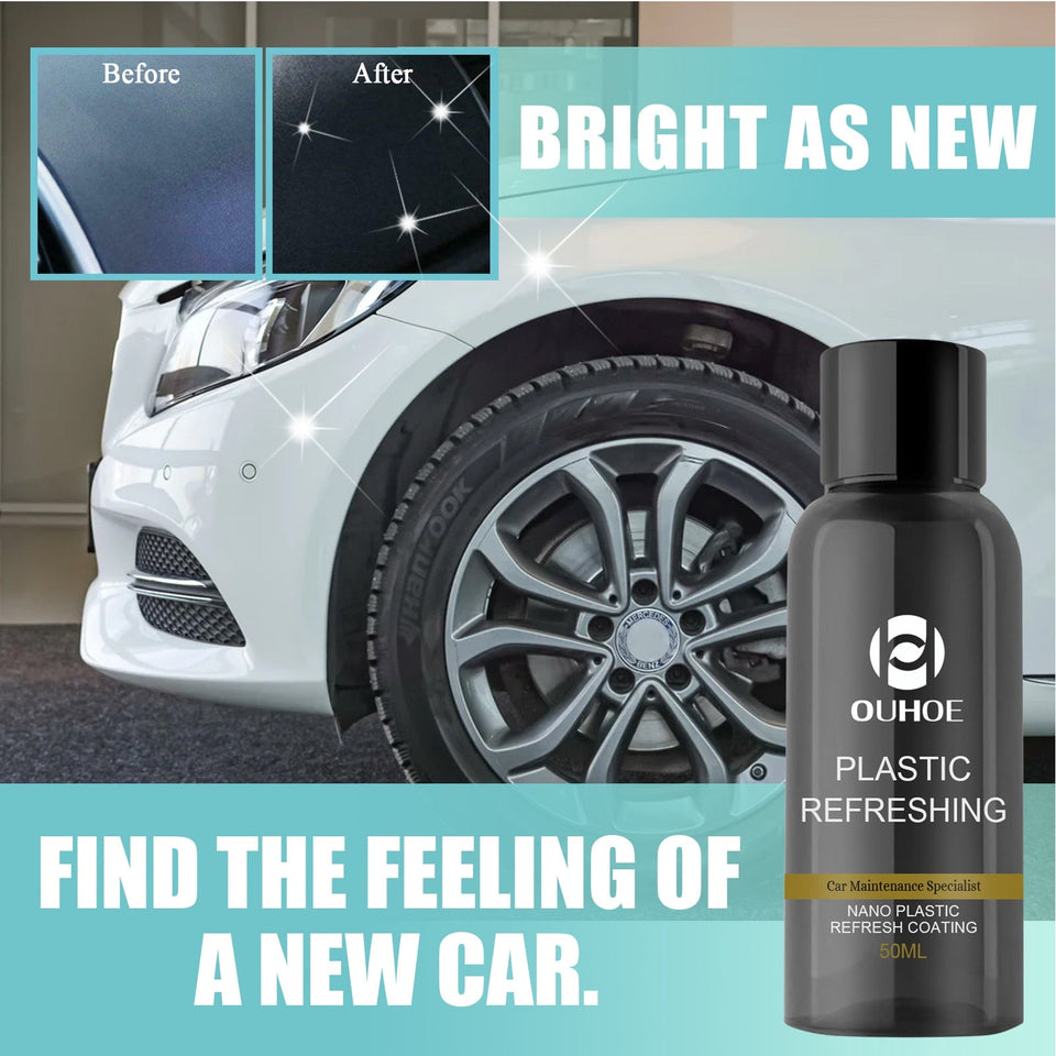 【LEZ103】Car Maintenance Specialist Nano Plastic Refresh Coating Refurbish Agent Cleaning Products Restorer Cleaner with Sponge Towel Kit